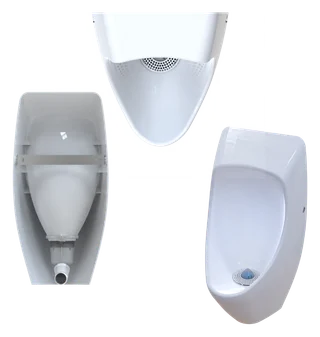 Show image 2: URIMAT eco25 from the side, from above, and on its in-wall mounting frame